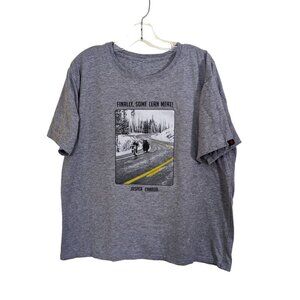 Vintage Y2K Mens XL T Shirt Jasper Canada Gray Novelty Tee Bear Funny Cyclist